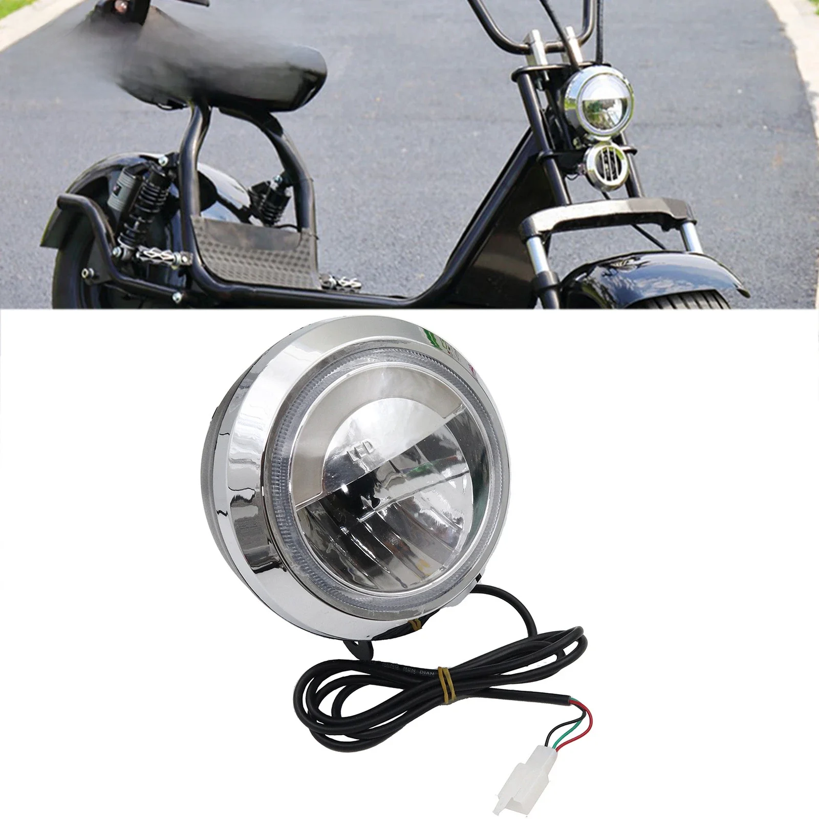AliExpress 12V-80V Electric Scooter Headlights Horn Integrated Headlights for the CItycoco Electric Scooter Harley Motorcycle Bicycle