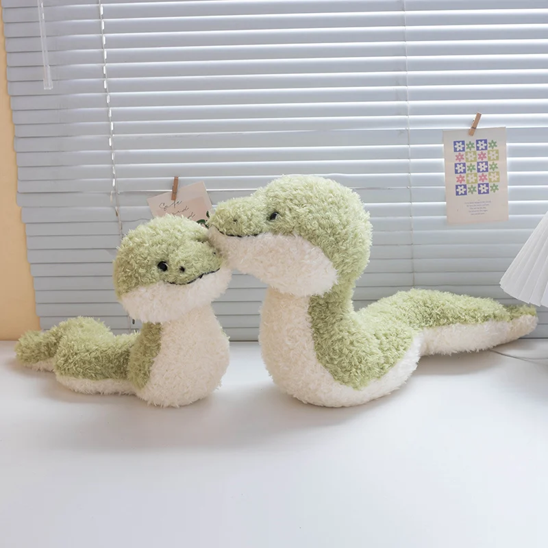 Cute Cartoon Little Green Snake Plush Pillow, Soft Stuffed Animal Cushion, Adorable Snake Plush Toy for Kids and Adults