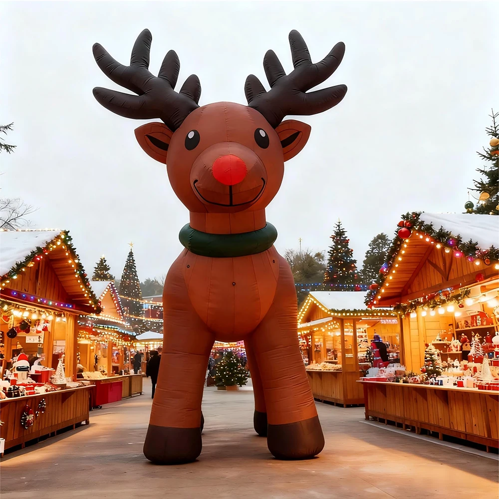 巨大な8m/26フィートのクリスマスインフレータブルトナカイデコレーション、LEDライト付き、屋外用、庭の祝祭パーティーに最適