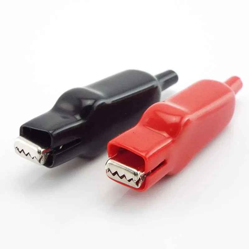 Pinces Crocodile gainées 20A, 2 pièces, fils de Test électriques, bricolage, câble Alligator à Double extrémité, fil de raccordement électrique pour cafard