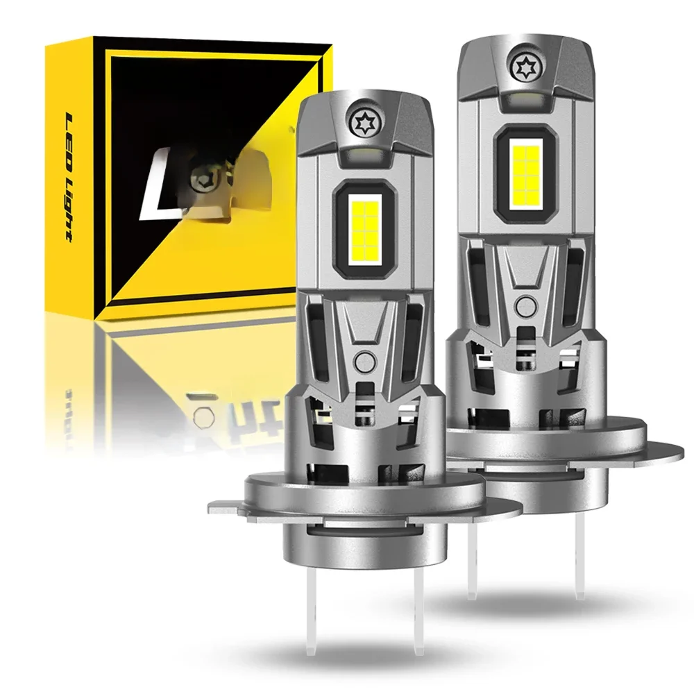 2 sztuki AUXITO 22000LM H7 LED Canbus Bezbłędne światła Żarówka z wentylatorem CSP Chip MINI 360 Oświetlenie Reflektor Reflektor 12V 6500K Biały — 2