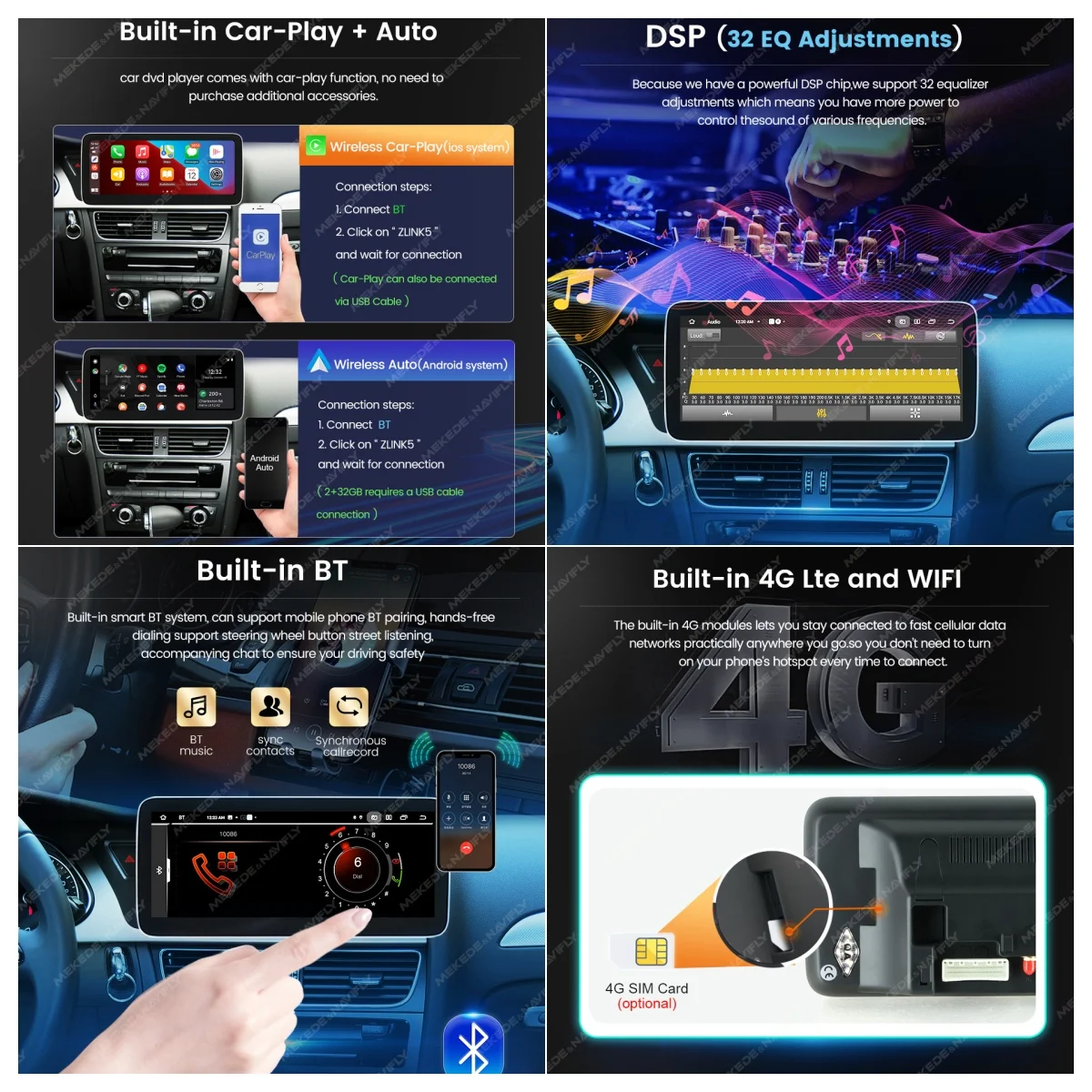 Pantalla táctil MEKEDE de 8.8 pulgadas para Audi Q5 2008-2017 MMI 2G 3G, sistema multimedia para coche, GPS, navegación, Carplay, unidad principal, radio para coche 4G. 4