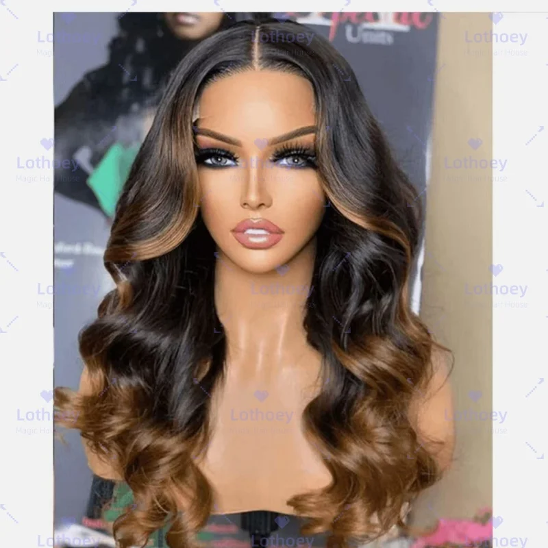 العسل شقراء ملونة الجسم موجة باروكة من شعر طبيعي قبل قطعها مع شعر الطفل 1B30 براون الدانتيل الباروكة الأمامية الحرير قاعدة شعر مستعار للنساء