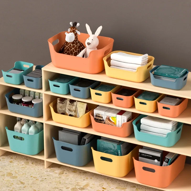 Boîte de rangement de bureau, organisateur de bijoux et de rouge à lèvres, récipient alimentaire rectangulaire en plastique, étui de maquillage pour lunettes, panier à jouets, fournitures pour la