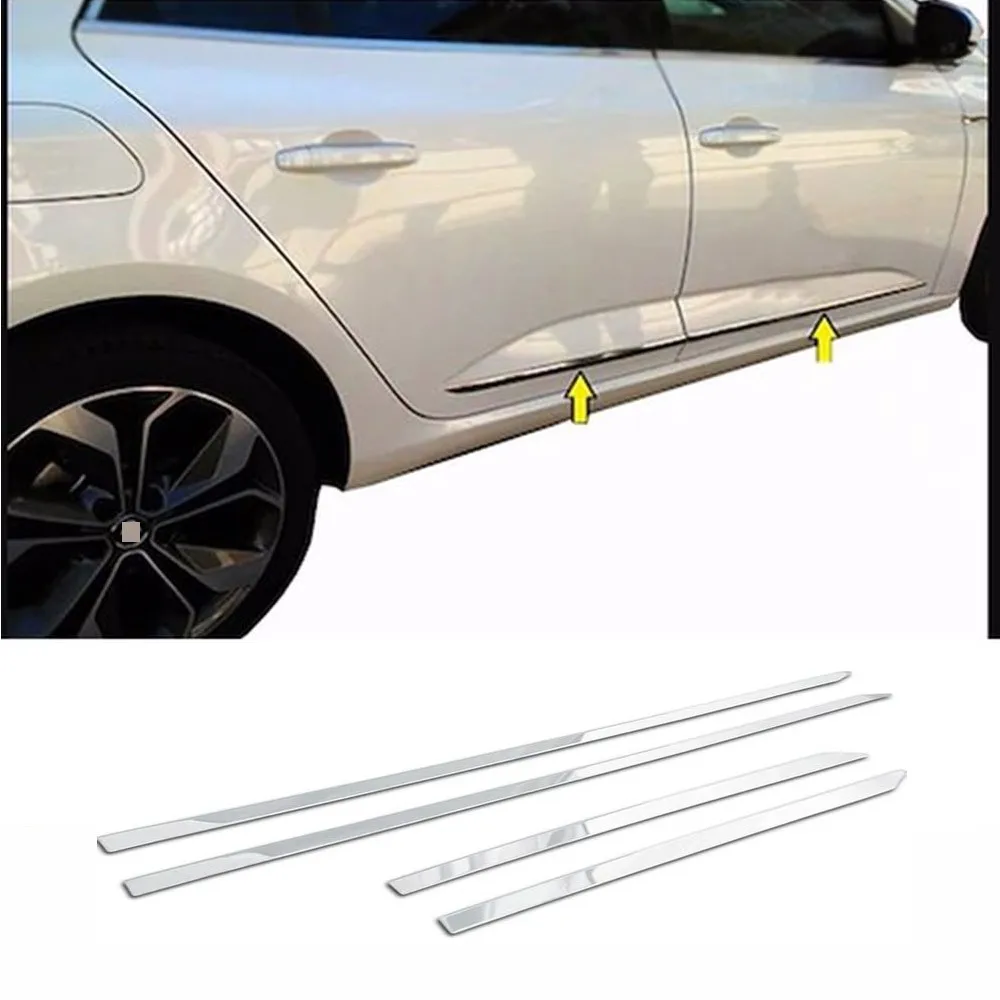For Renault Megane 4 Sedan Chrome Side Door Streamer 4 Piece (2016 + Post) stainless Steel Auto Accessories High Quality