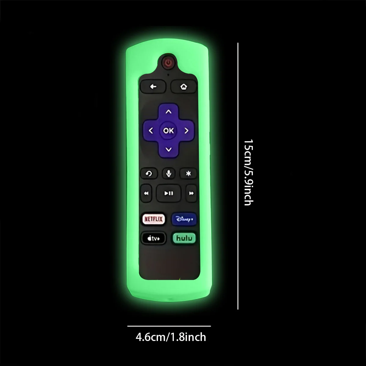 Glow in the dark premium silicone universal remote control cover with lanyard suitable for TCL Hisense Roku TV remote control