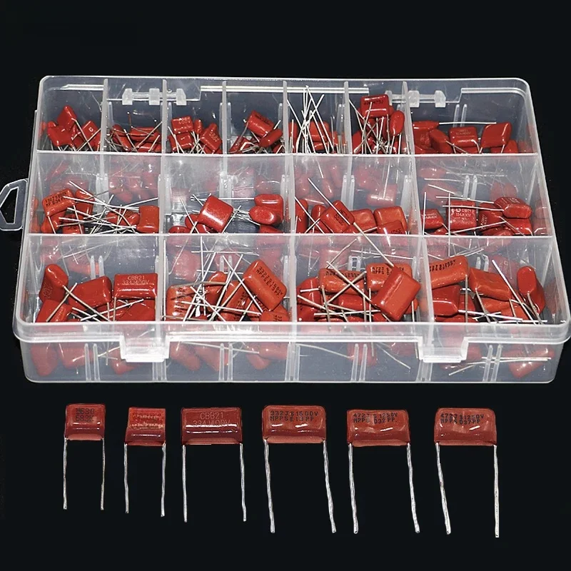 150 sztuk CBB kondensator z folii polipropylenowej 0nf-68nf 400v 630v CBB zestaw asortymentowy kondensatorów 10NF 22NF 47NF 100NF 220NF470NF 560NF — zdjęcie 2