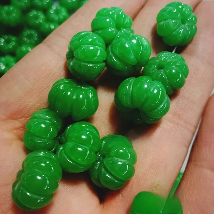 5pc naturalny szmaragd suszone zielonego jadeitu dynia bransoletka z koralików regulowana bransoletka akcesoria biżuteryjne ręcznie rzeźbione człowiek szczęście Amulet — zdjęcie 2