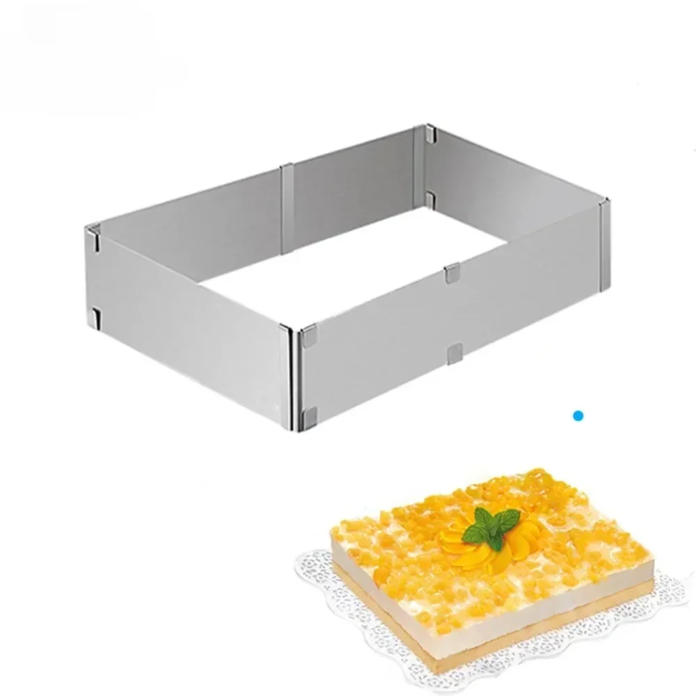 Moule à gâteau réglable en acier inoxydable, carré et rectangulaire, anneaux de cuisson pour Mousse, biscuits, Fondant, anneau 004