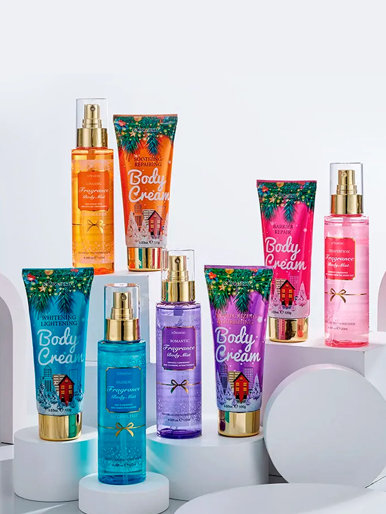 مجموعة من 2 بخاخ مرطب 120 مل وغسول للجسم 100 جرام في مجموعة من 2 بخاخ مرطب 120 مل وغسول للجسم 100 جرام في علبة هدية