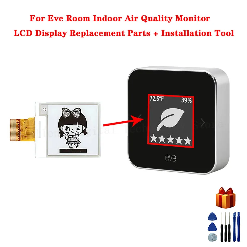 For Eve Room Indoor Air Quality Monitor LCD Display Replacement Parts + Installation Tool