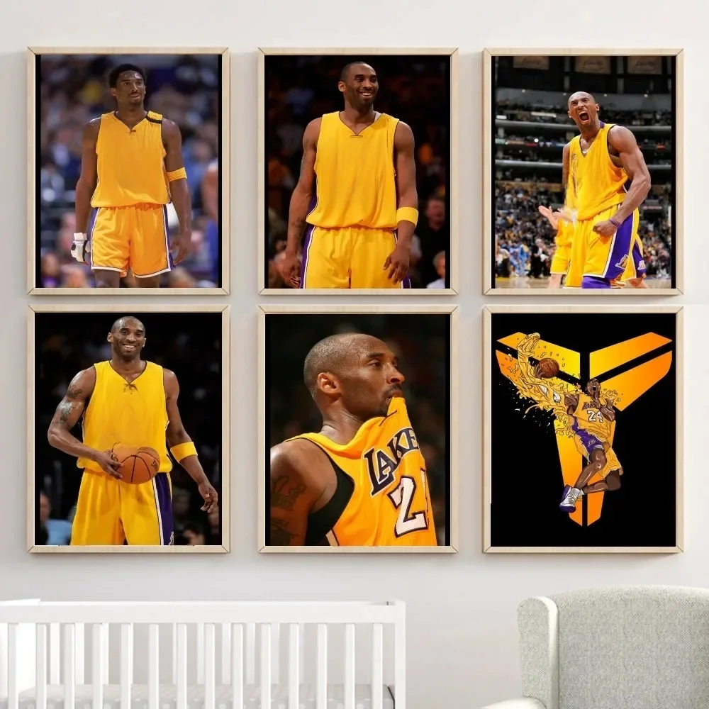 Affiche de Basket-Ball Star Kobe Bryant de Haute Qualité, Autocollant Étanche en Papier, Décoration Murale pour la Maison, le Salon et le Bar