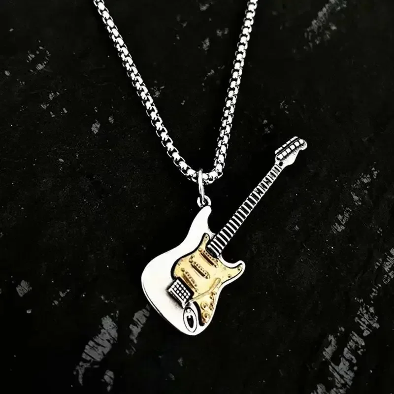 Collier de guitare de musique Rock pour hommes et femmes, pendentif Punk Hip Hop, personnalité à la mode, bijoux pour petit ami