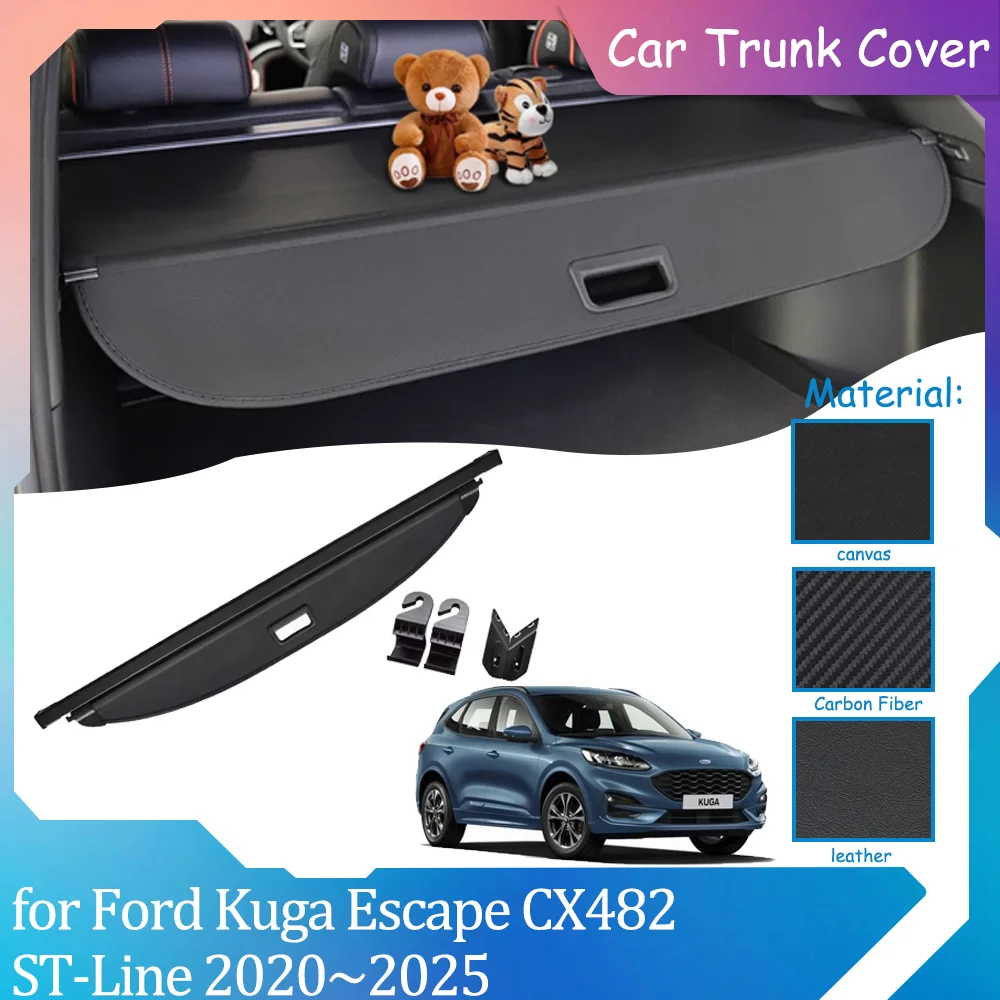 Car Trunk Covers for Ford Kuga Escape CX482 ST-Line 2020~2025 2021 Waterproof Retractable Curtain Shelter Cargo Pad Accessories