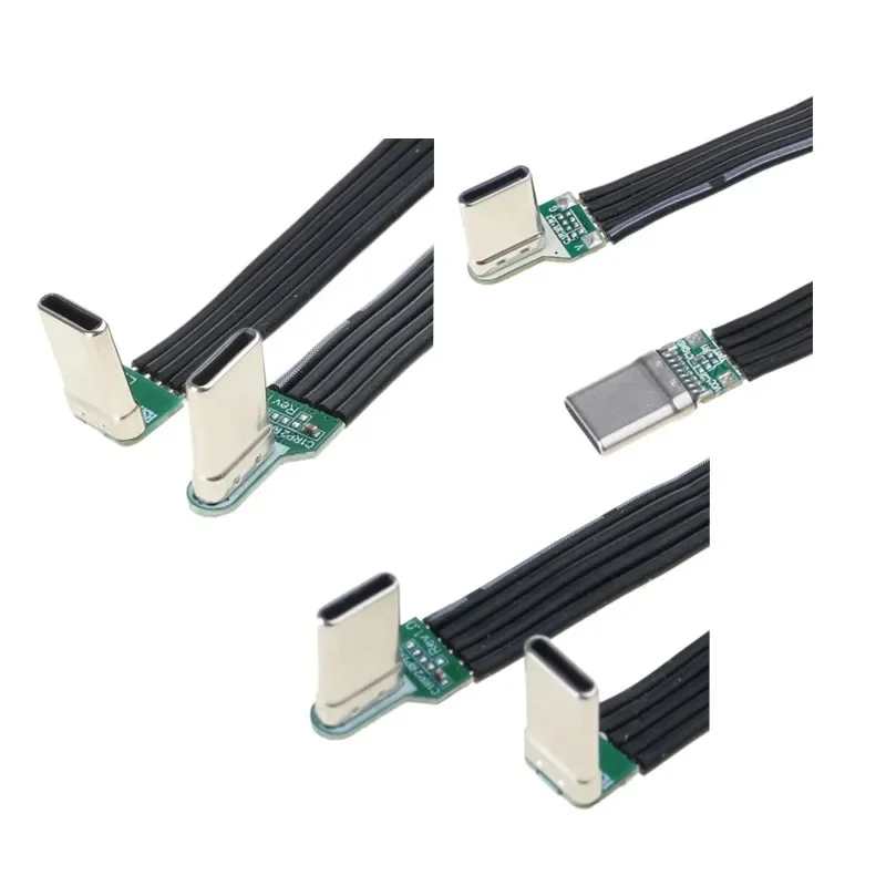 Kabel USB C męskiego na męskie, płaski kabel kolankowy, szybkie ładowanie i synchronizacja danych 896C — zdjęcie 2