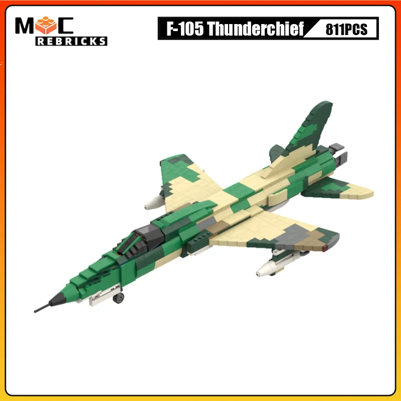 WW II US Republic F-105 Thunderchief Supersonic Fighter-Bomber MOC Military Weapons Building Block Airplane Bricks Toys for Kid