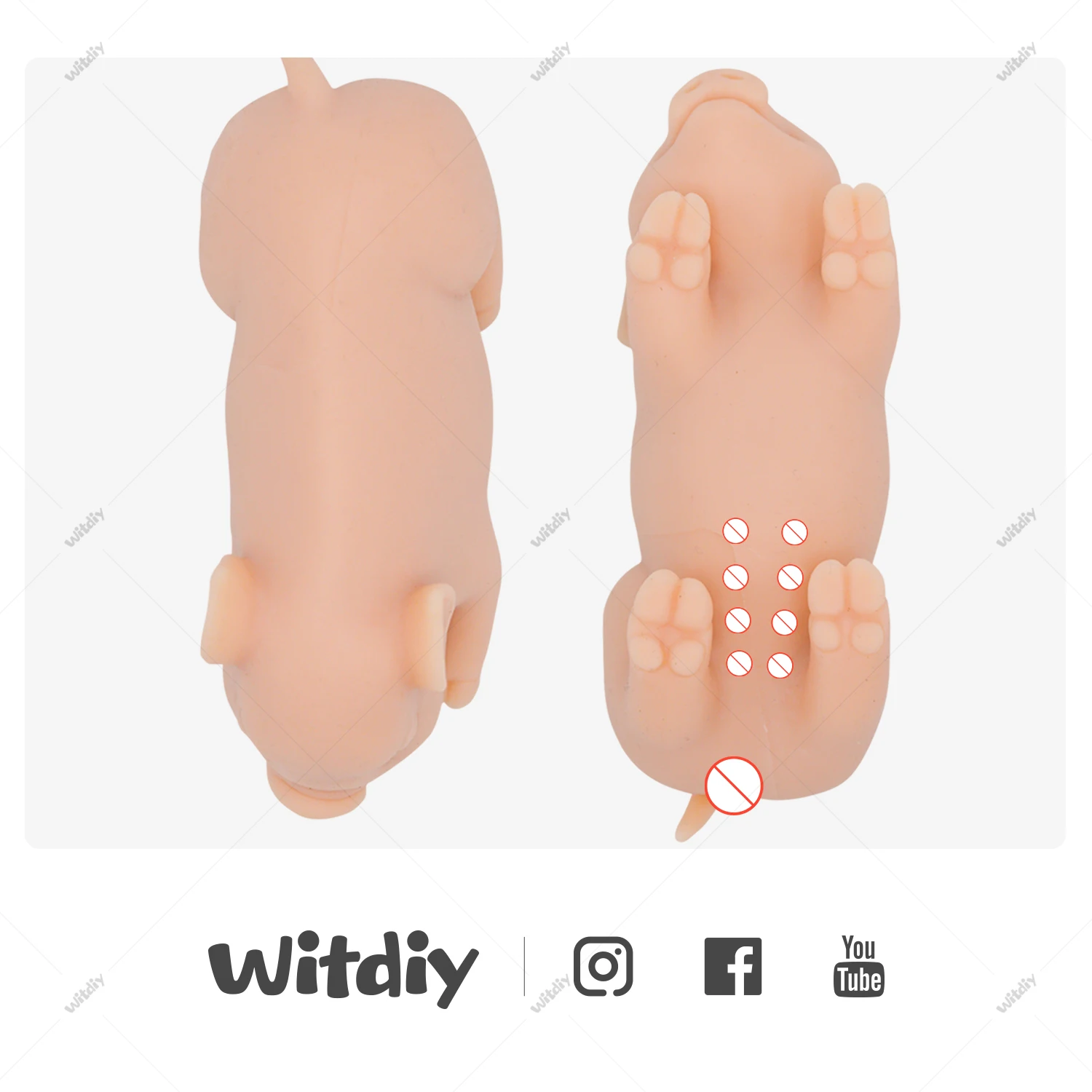 Witdiy pig 13 cm/5.12 inch new silicone reborn doll baby unpainted kit /Give 2 gifts