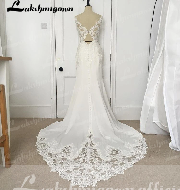 Lakshmigown Nàng Tiên Cá Áo Váy Nữ 2023 Cô Dâu Appliques Độc Đáo Đuôi Dài Cao Cấp Áo Cưới Vestidos De Novia