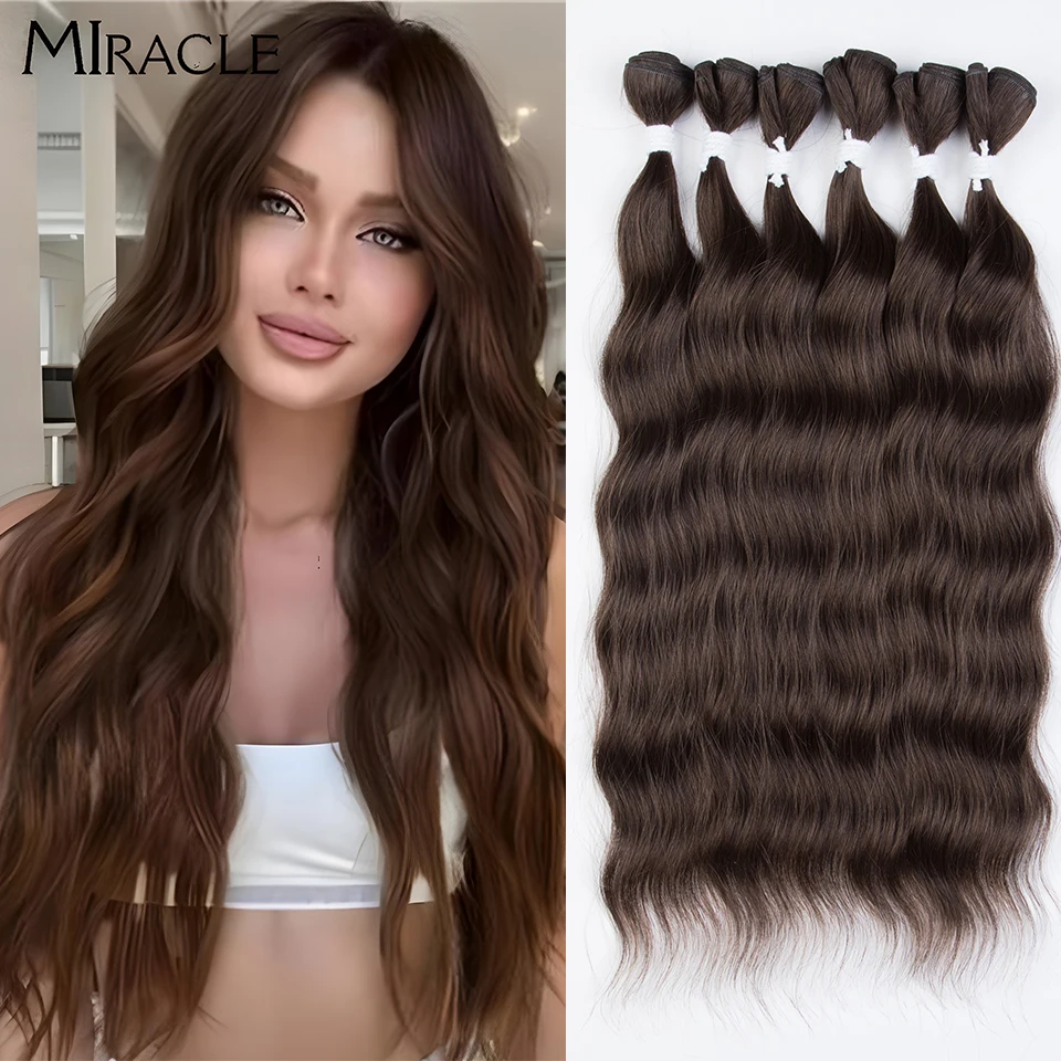 MIRACLE 6PCS Artificial Hair Extensions 20‘’ Body Wave Hair Weaves Bundles Synthetic Long Hair Extensions Cosplay Hair Weaving