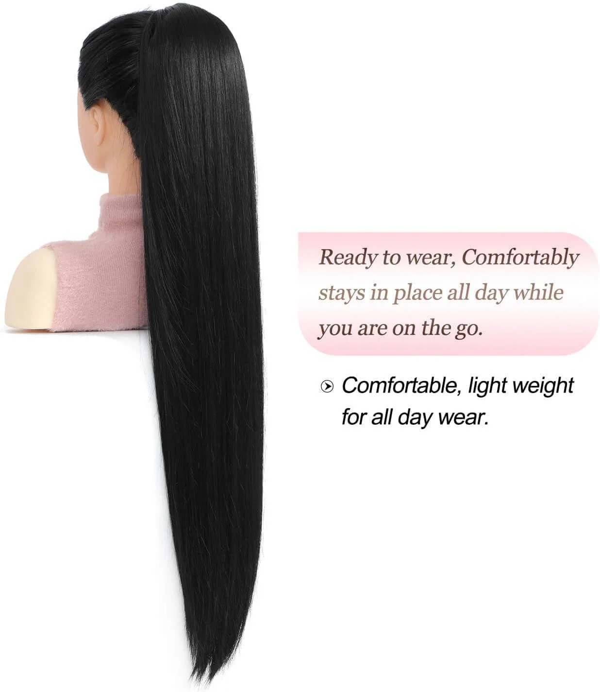 مستقيم الرباط ذيل حصان البرازيلي عذراء الشعر البشري 100٪ شعر الإنسان # 1B ذيل حصان شعر أسود طبيعي