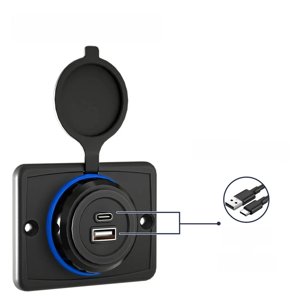 Dual-USB op een voertuig gemonteerde opladeraansluiting met indicatielampje 12v 24v 3.1A stopcontact geschikt voor auto's boten vrachtwagen - afbeelding 2