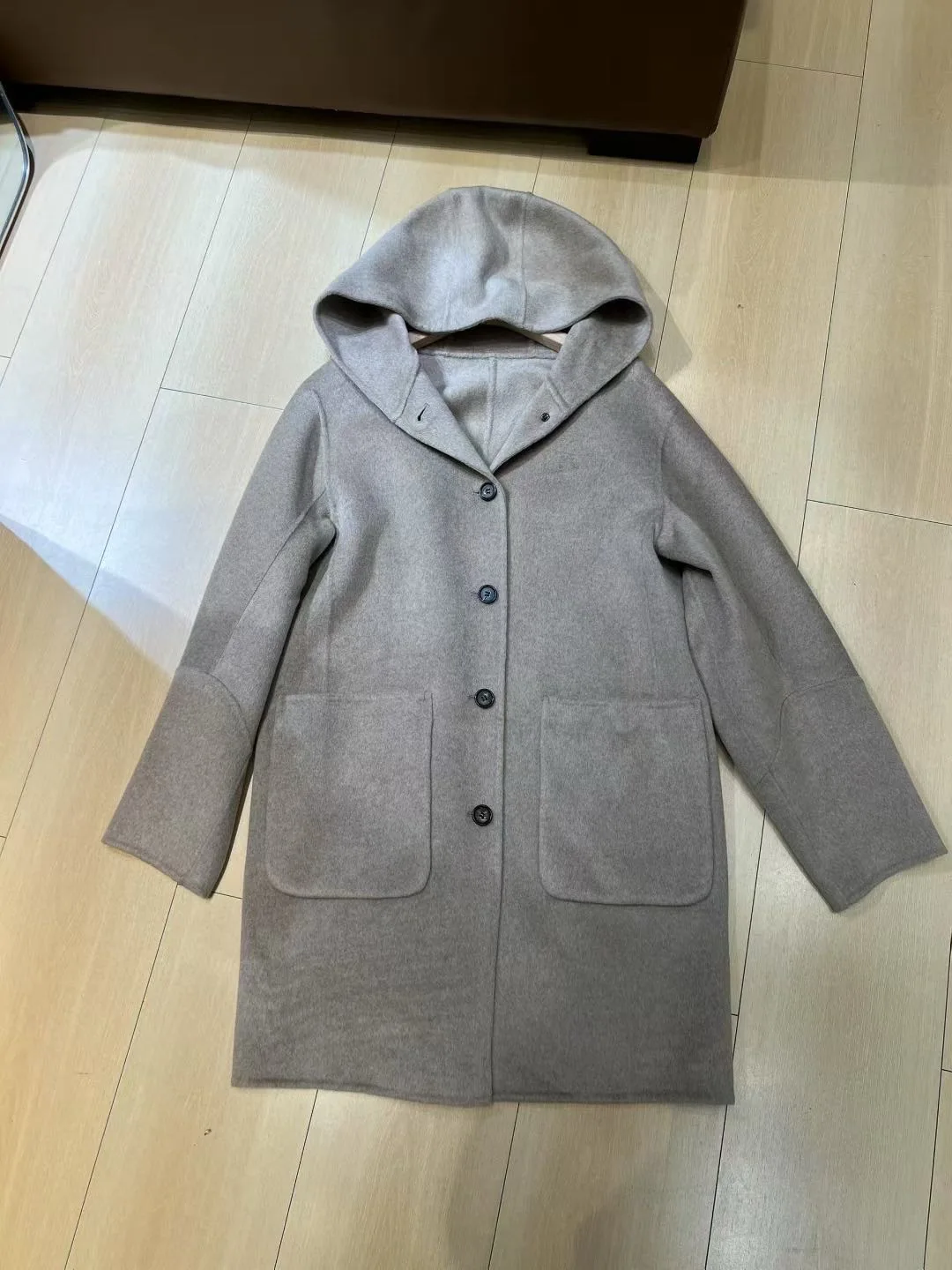 

Winter-autumn high quality casual hooded women's cashmere wool coat