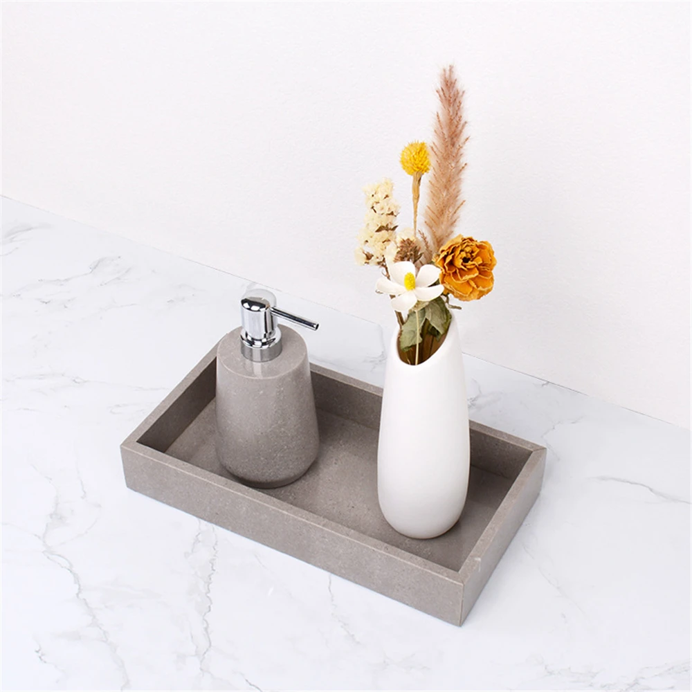 Natural Marble Bathroom Light Luxury Wash Set Bathroom Sink Lotion Bottle Tray Cotton Swab Jar For Hotel Home Bathroom