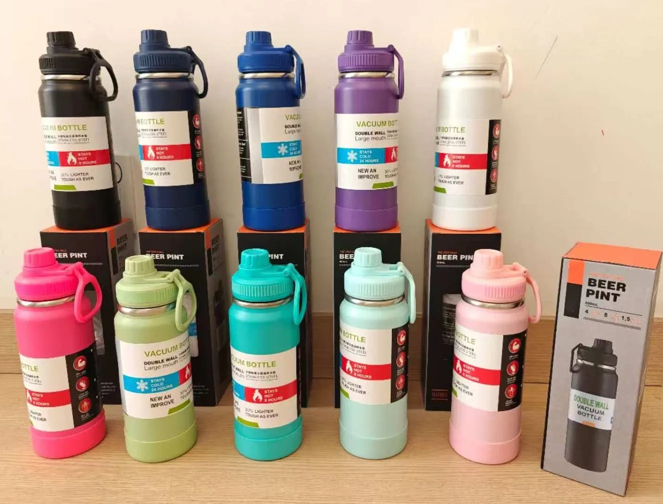 Garrafa Térmica Vácuo Anti-Vazamento, 600ML con alforja, Borracha, antiderrapante, Escolar Infantil