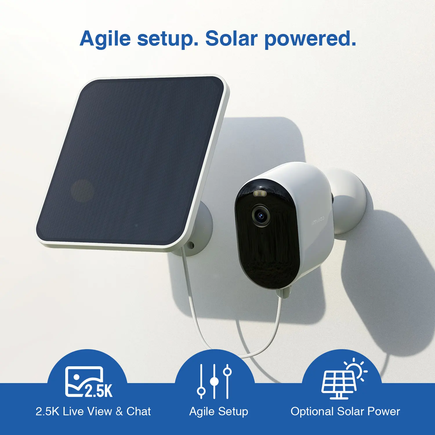 IMILAB EC4 Outdoor Wireless Camera - Solar Powered 2.5K HD IP WiFi Web Cam Smart Security Surveillance CCTV Monitor