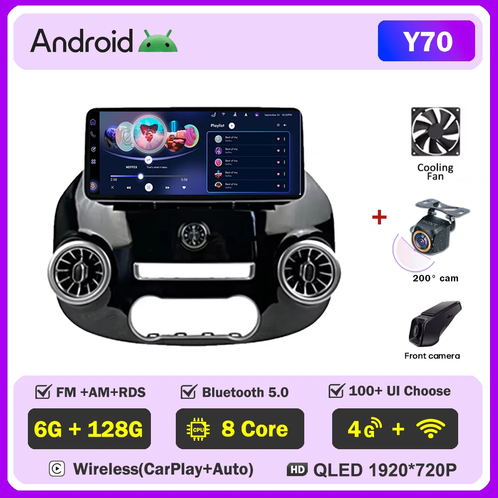 Android 12.3 Inch Voor Mercedes Vito W447 2014-2022 Autoradio Multimedia Video Player GPS Radio 5G CarPlay navigatie WIFI GPS BT