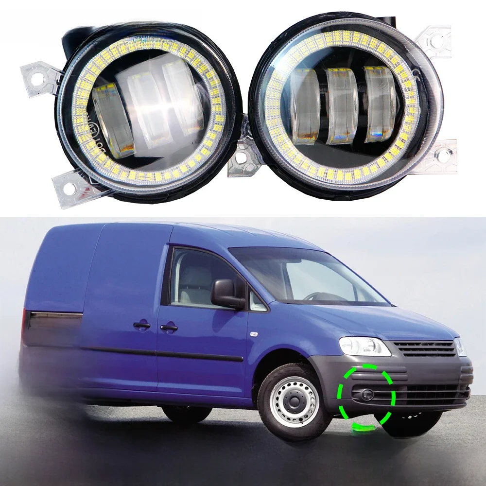2 sztuki samochodowych świateł przeciwmgielnych LED Canbus Angel Eye DRL do jazdy dziennej do Volkswagen VW Caddy 3/III 2004 2005 2006 2007 2008 2009 — zdjęcie 2