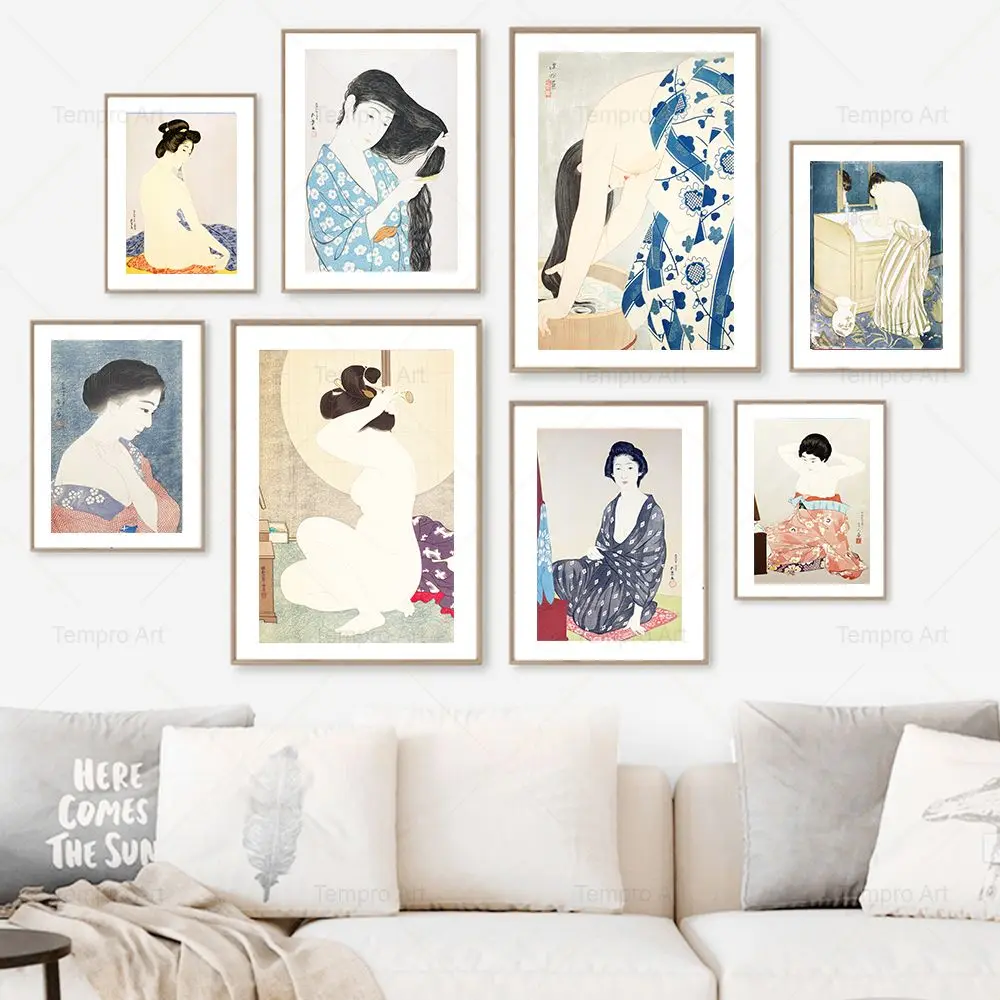 Vintage Japan Art Ukiyo-e Poster Japanese Geisha Nude Woman Prints Wall Art Canvas Painting Pictures For Living Room Home Decor