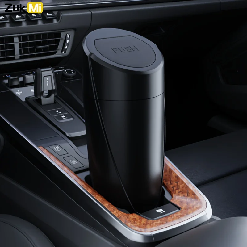 Leakproof Car Trash Can Bin with Lid Mini Portable Multipurpose Storage Organizer Auto Cup Holder Garbage Dustbin Side Door