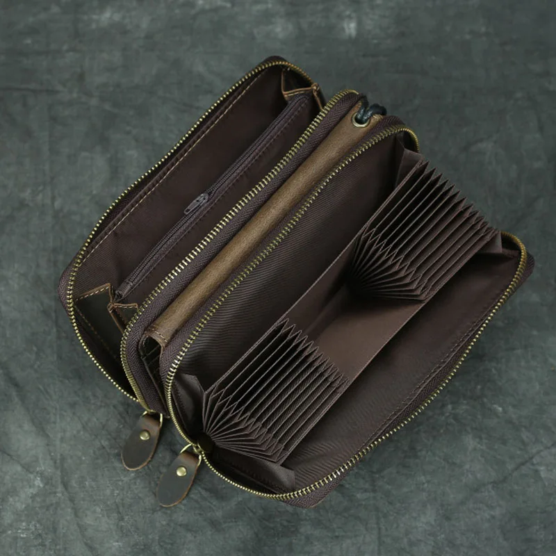 Men Clutch Bags Large Capacity Male Wallets Genuine Leather Long Purse Man Phone Bag Card Holder Wallet Clip