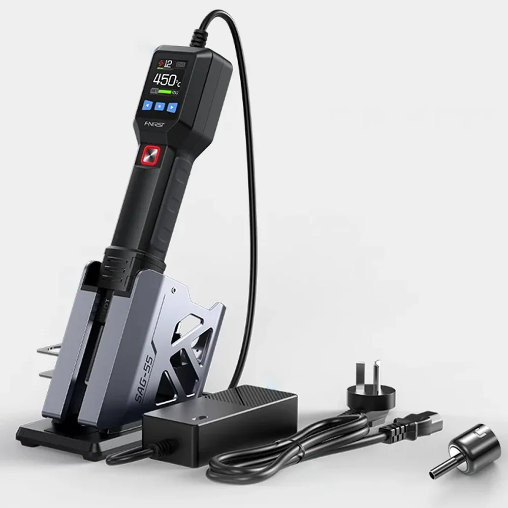 SAG-55 550W Heißluftpistole mit Ständer, LCD-Digitalanzeige, Haartrockner, Einstellbare Temperatur, Heißluftgebläse für Handy-Reparatur und Schweißarbeiten