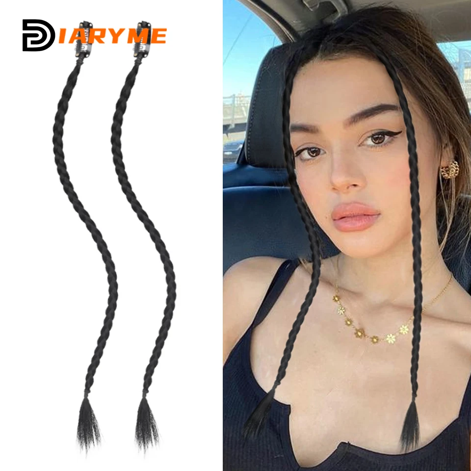 Synthetic Wig Braids With Clip Boxing Braid Dreadlocks Clip In Hair Extension Black Brown Dirty Braids Boxer Braid Heat Resistan