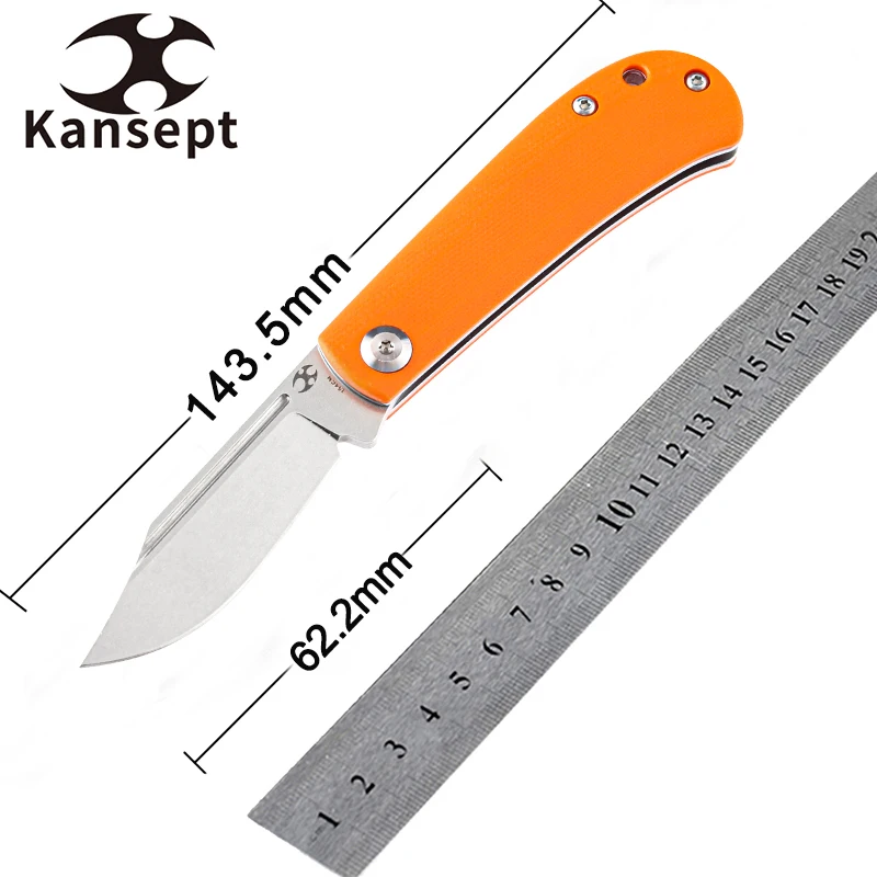 

Kansept Bevy T2026S8 Pocket Knife 154CM Blade with Orange G10 Handle Designer Nick Swan Outdoor Knife for EDC for men