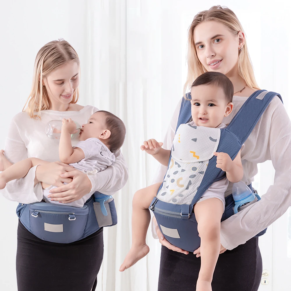 AnGku Multi-Functional Cotton Baby Carrier Suitable to Different Ages Lightweight Ergonomic Waist Stool for 6-12 Months