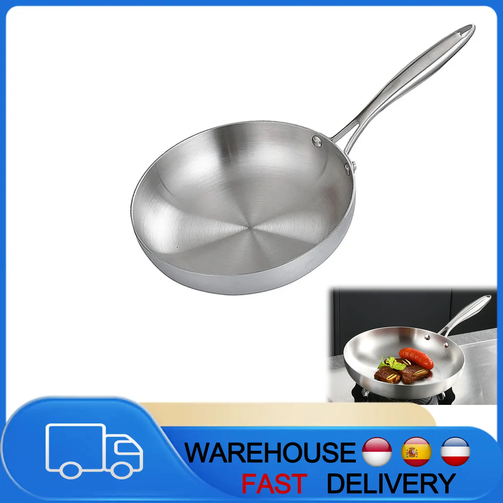 Lagostina Stainless Steel Frying Pan Wok Pan Nonstick Cooking Fried Steak Gas