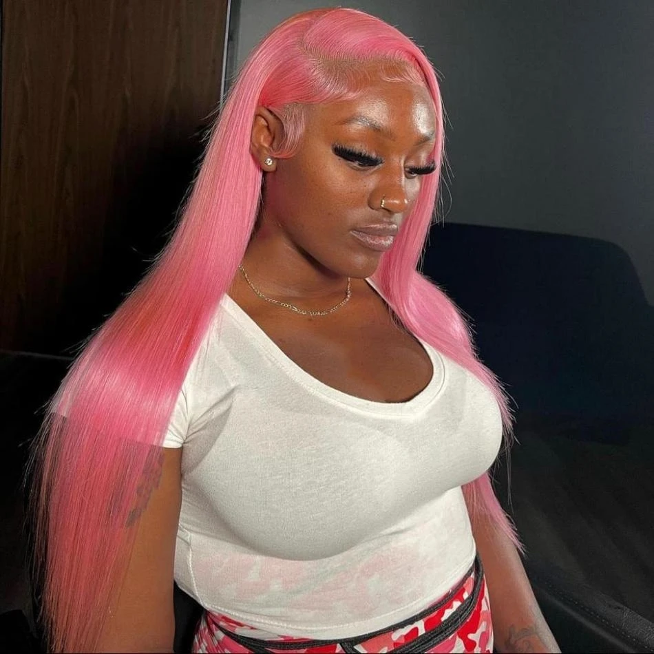 

Light Pink Colored Wig 13X4 Bone Straight 100% Human Hair Wigs Lace Front Wigs 13X6 Hd Lace Frontal Wig Hd Lace Preplucked Wigs