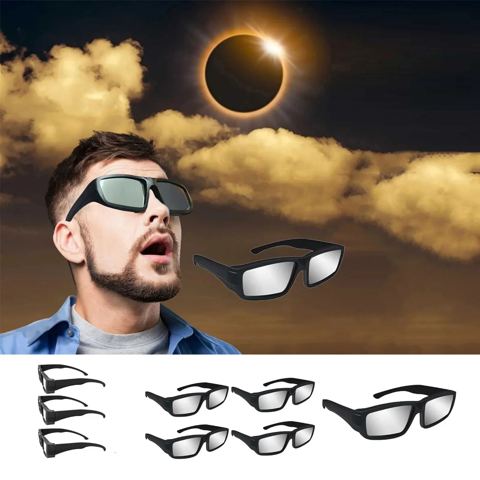AliExpress NONE Solar Eclipse Glasses AAS Approved 2024, ISO 12312-2:2015 Certified, 1/2/3/5 Pack Durable Plastic Eclipse Glasses for Direct Sun