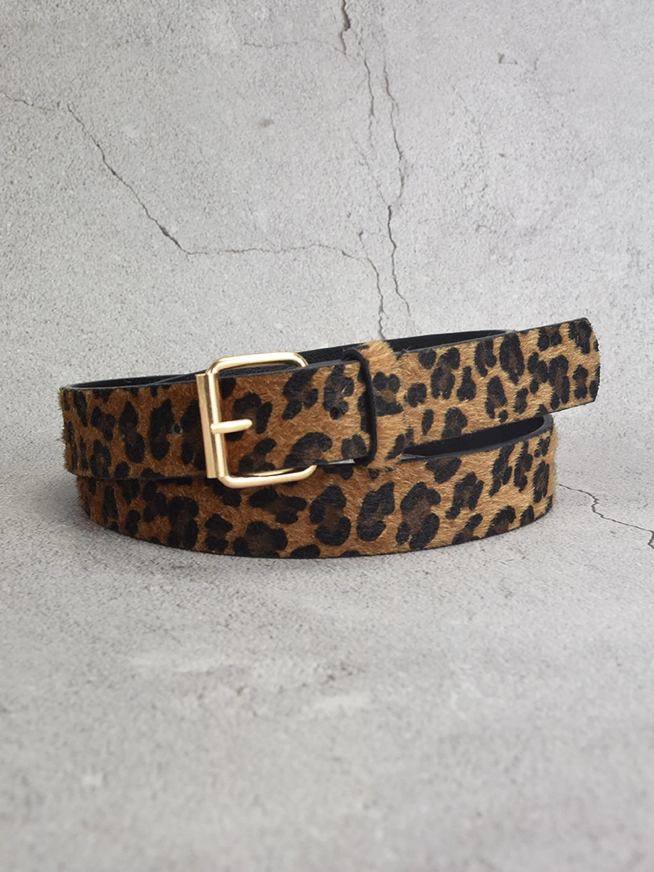 1pc leopard print slim women's belt fashionable small gold buckle decoration paired with jeans decorative belt Christmas