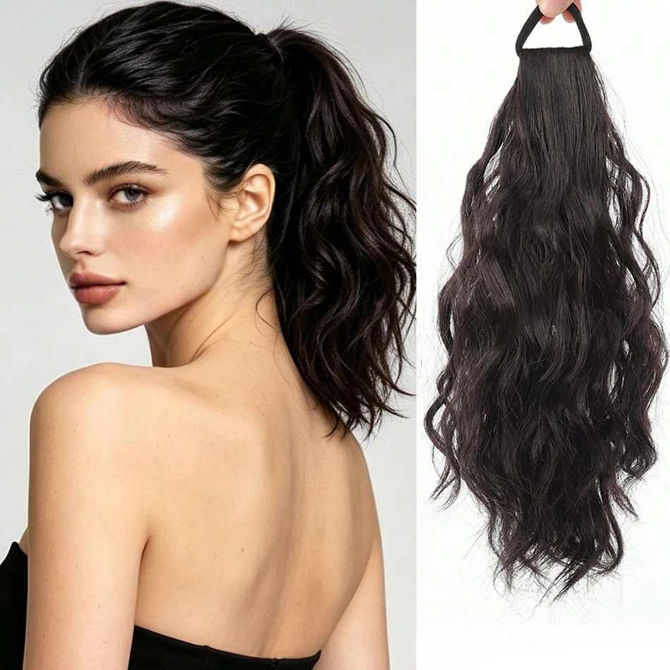 12Inch Synthetic Wavy Curly Ponytail Hair Extensions Heat Resistant Fiber Wig Hair With Elastic Rubber Band For Women Daily Wear