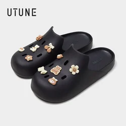 UTUNE-Women's Summer Sandals, Lightweight Casual Shoes, Garden Slippers, Flat Beach Sandals, Cartoon DIY Decorations Shoes