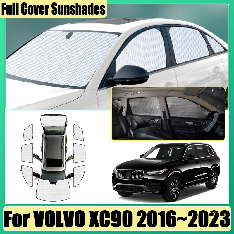 

Автомобильные чехлы для VOLVO XC90 2016 2017 2018 2019 ~ 2023 с полным покрытием, солнцезащитный козырек, автоматические анти-УФ-блоки для конфиденциальности, аксессуары для объемного козырька