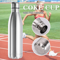 750/1000ml Portable Outdoor Water Bottle Food Grade Stainless Steel Single Wall Leakproof Vacuum Cup Hot Cold Water Bottle