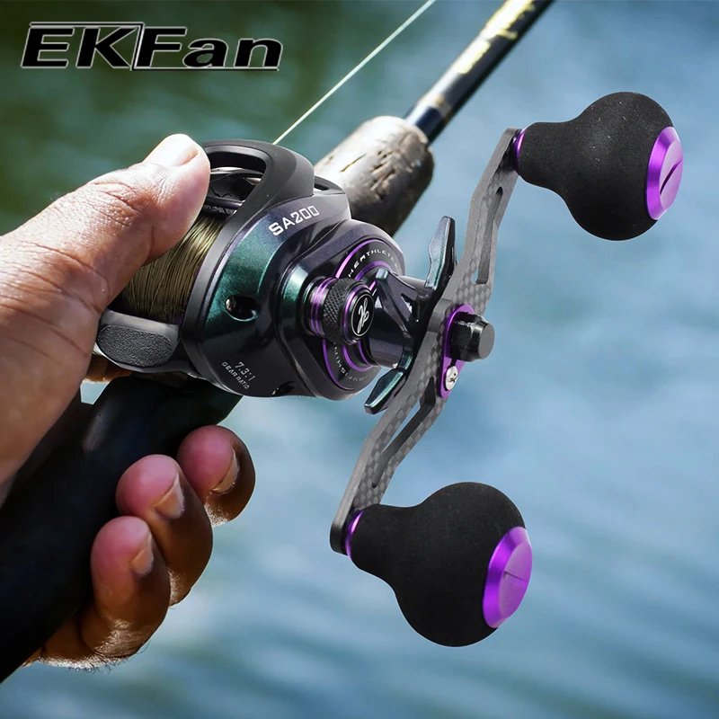 EKFan 115MM Carbon Fiber Angeln Reel Griff Für Baitcasting Angeln Reel Rocker Mit EVA Knöpfe Für DAI & SHI tackle Zubehör – Detail 1