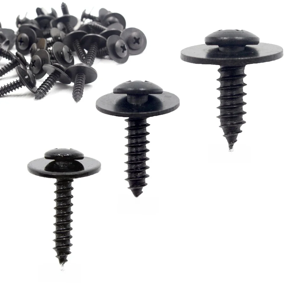 Klipsy ustalające błotników pasują do 4mm 5mm 6mm krzyżowe wkręty samogwintujące Phillips nadwozie samochodu plastikowa przelotka metalowy nit — zdjęcie 2