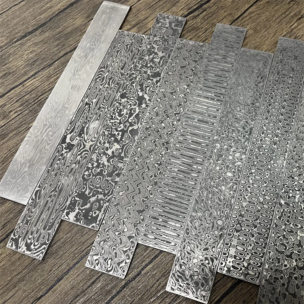 Nowe materiały do cięcia stali damasceńskiej DIY nóż japoński wzór przecinak do prętów stalowych ostrze puste zostało poddane obróbce cieplnej — zdjęcie 2