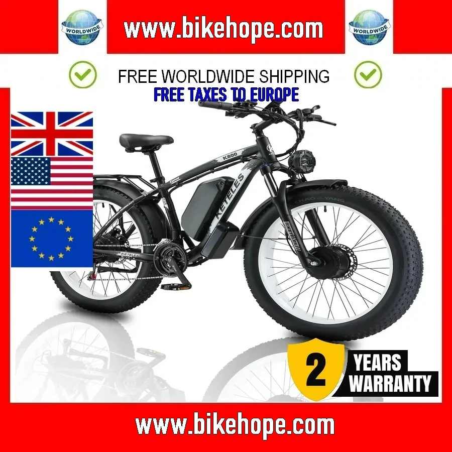 2024 NEW 2000W Motor 48V23AH Battery 26 Inch Fat Tires Hydraulic Brakes 21 Speed Mountain Off-road Snow Electric Bicycle